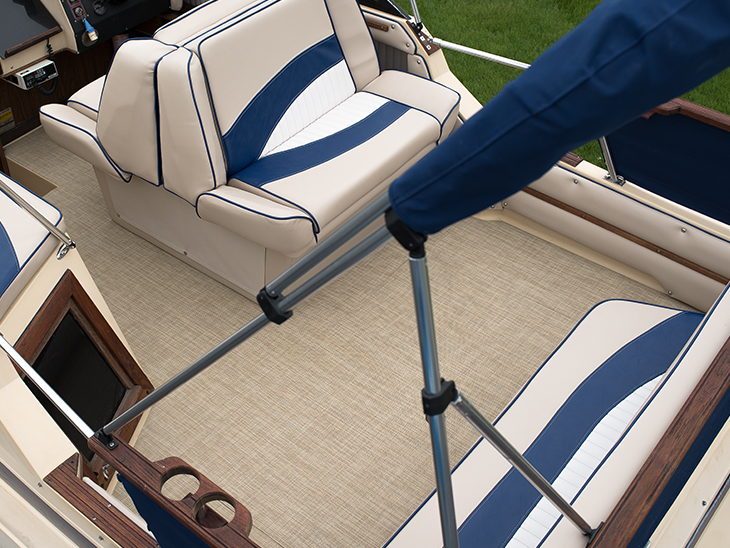 Infinity Luxury Woven Vinyl installed in a powerboat